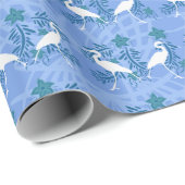 花模様のあるトロピカルブルーヘロン ラッピングペーパー (ロールコーナー)