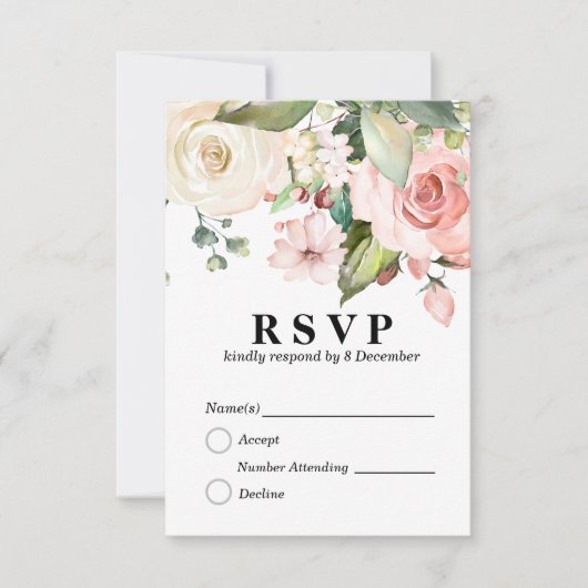 花模様のエレガントな3.5" x 5" レスポンスカード (正面)