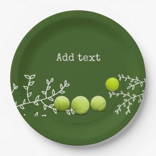 花模様のテニスボール  ペーパープレート (正面)