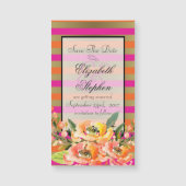 花模様のピンクと金ゴールドストライプ日付を保存 (正面)