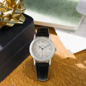 花模様のピンクの人工大理石時計（婦人用） 腕時計