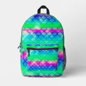 花模様の人魚の世界 プリントバックパック (正面)