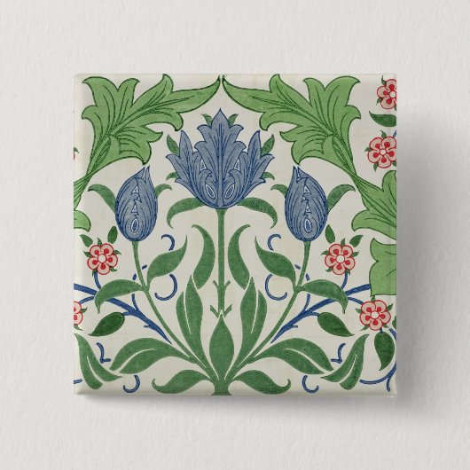 花模様の壁紙のデザイン 缶バッジ (正面)