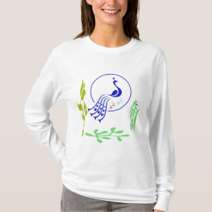 花模様の孔雀 Tシャツ