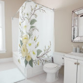 花模様の小枝離れの水彩アート シャワーカーテン (インサイチュ)