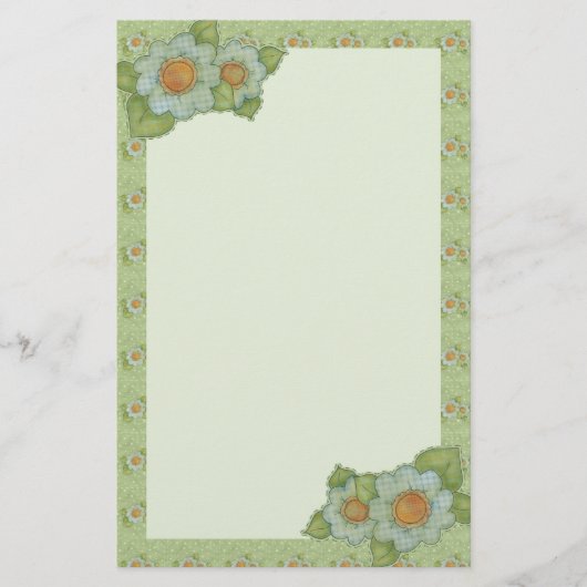 花模様の文房具 便箋 (正面)