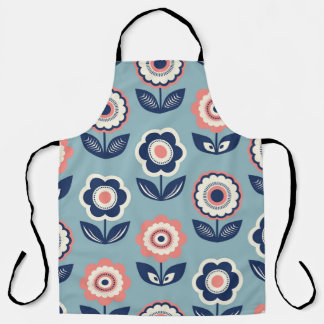 花模様の継ぎ目のないレトロな模様 エプロン