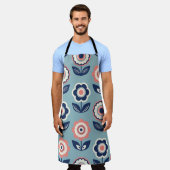 花模様の継ぎ目のないレトロな模様 エプロン (着用した状態)