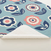 花模様の継ぎ目のないレトロな模様 シェルパブランケット (3/4)