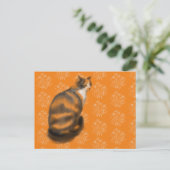 花模様の背景のマーマレード猫 シーズンポストカード (スタンド正面)