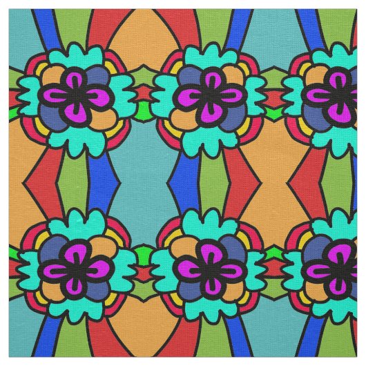 花模様の色鮮やかな ファブリック (見本)