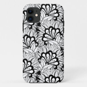 花模様の落書き iPhone 11 ケース