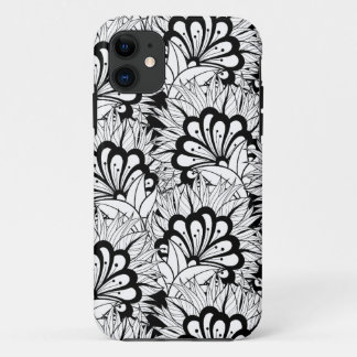 花模様の落書き iPhone 11 ケース