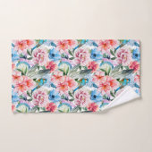 花模様の鳥の葉の花グリーンブルー バスタオルセット (ハンドタオル)