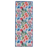 花模様の鳥の葉の花グリーンブルー ワインギフトバッグ (正面)