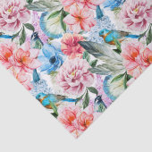 花模様の鳥の葉の花グリーンブルー 薄葉紙 (詳細)