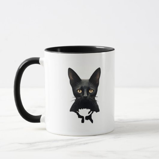 花模様ウィムシゴススタイル子猫とケシ マグカップ (左)