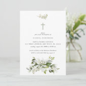 花模様エレガントグリーンバプテスマ招待状 招待状 (スタンド正面)