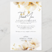 花模様エレガントサンキューウェディングレセプションカード (正面)