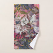 花模様エレガントBurgandy Shades with金ゴールド バスタオルセット (ハンドタオル)