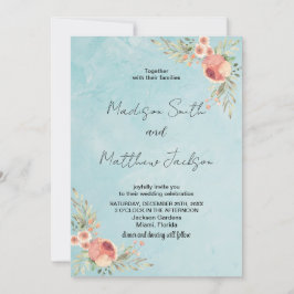 花模様オングリーンテーマ結婚式招待状 招待状