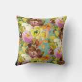 花模様オンティール（緑がかった色） クッション (裏面)