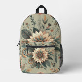 花模様オン仙人 プリントバックパック (正面)