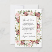 花模様カスタム金ゴールドフレームセージグリーン サンキューカード (正面)