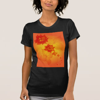花模様カットのオレンジの太陽 Tシャツ