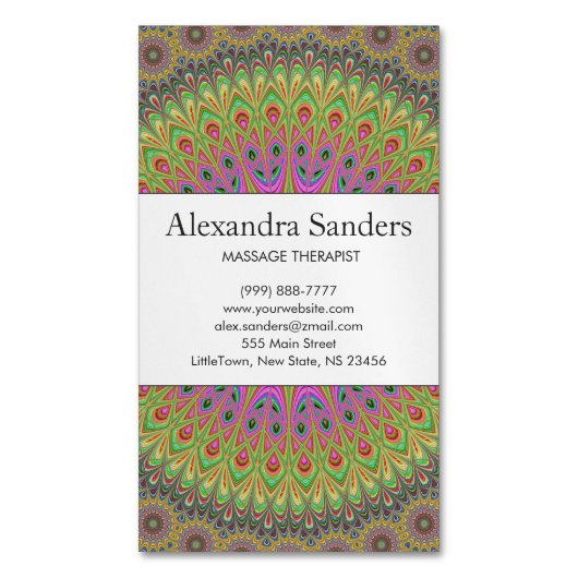 花模様カットの曼荼羅 マグネット名刺 (正面縦)