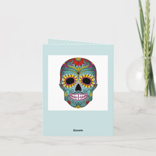 花模様カットを持つ死者のスカル日を砂糖で甘くして下さい カード (裏面)