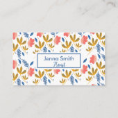 花模様カラフルグリーンリーガーデンパターン 名刺 (正面)