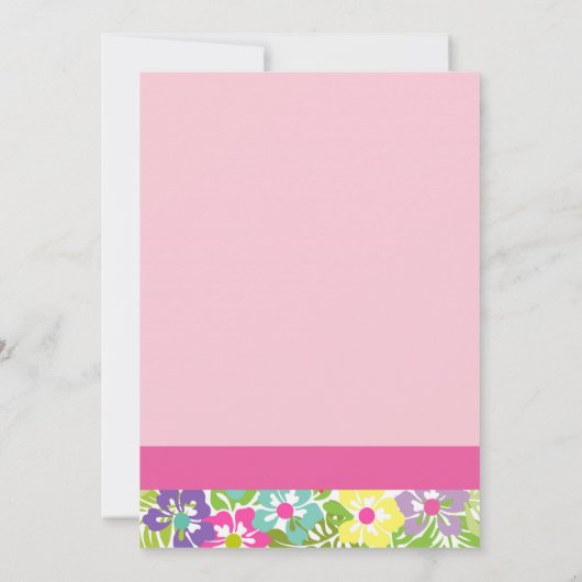 花模様カラフルツインガールズファースト誕生日 招待状 (裏面)