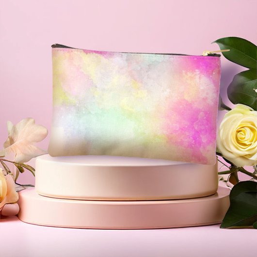 花模様ガーリーと大理石ピンクスの化粧 アクセサリーポーチ