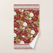 花模様クラシックサビ、ブラウン、オリーブ バスタオルセット (ハンドタオル)