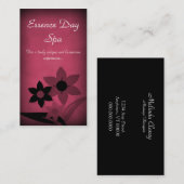 花模様グランジ名刺、ブルゴーニュ 名刺 (正面/裏面)