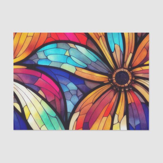 花模様ステンドグラスのデカップージ 薄葉紙 (正面)