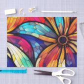 花模様ステンドグラスのデカップージ 薄葉紙 (クラフト)