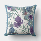 花模様ズマウヴ、石板ブルーと緑 クッション (正面)