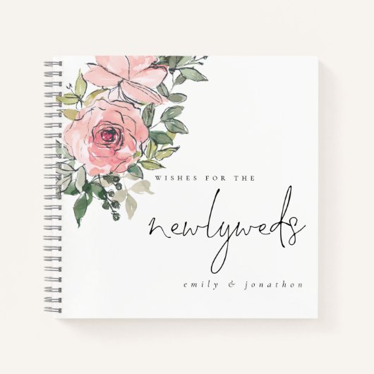 花模様ズWishes for Newlyweds Guest Book ノートブック (正面)