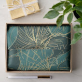 花模様ティール(緑がかった色)とグリーンデカップラップティッシュペーパー 薄葉紙 (ギフト)