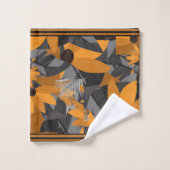 花模様デイジーオレンジ、タングレー バスタオルセット (ウォッシュタオル)