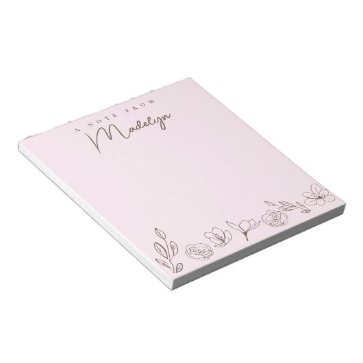 花模様パーソナライズされたからAのメモを取る ノートパッド (アングル)