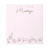 花模様パーソナライズされたからAのメモを取る ノートパッド (正面)