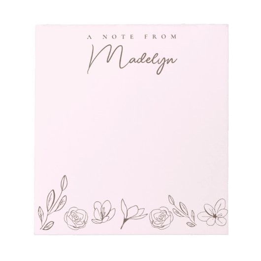 花模様パーソナライズされたからAのメモを取る ノートパッド (正面)