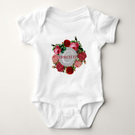 花模様パーソナライズされたのモノグラム名 ベビーボディスーツ