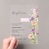 花模様ピンククロスガール澄んバプテスマ アクリル招待状 (インサイチュ (ポータブル))