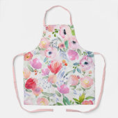 花模様ピンクパープルホワイトパステル エプロン (正面)