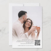 花模様ピンクフォトオーバーレイQRコー結婚ド 招待状 (裏面)