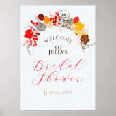 花模様フランスのズスウィートベリーブドウブライダルシャワー ポスター (正面)